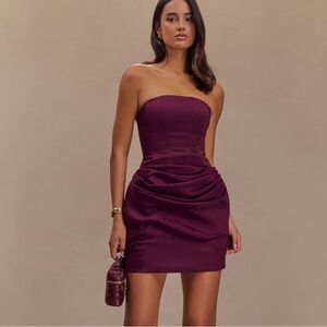 Meshki Strapless Burgundy Mini Dress